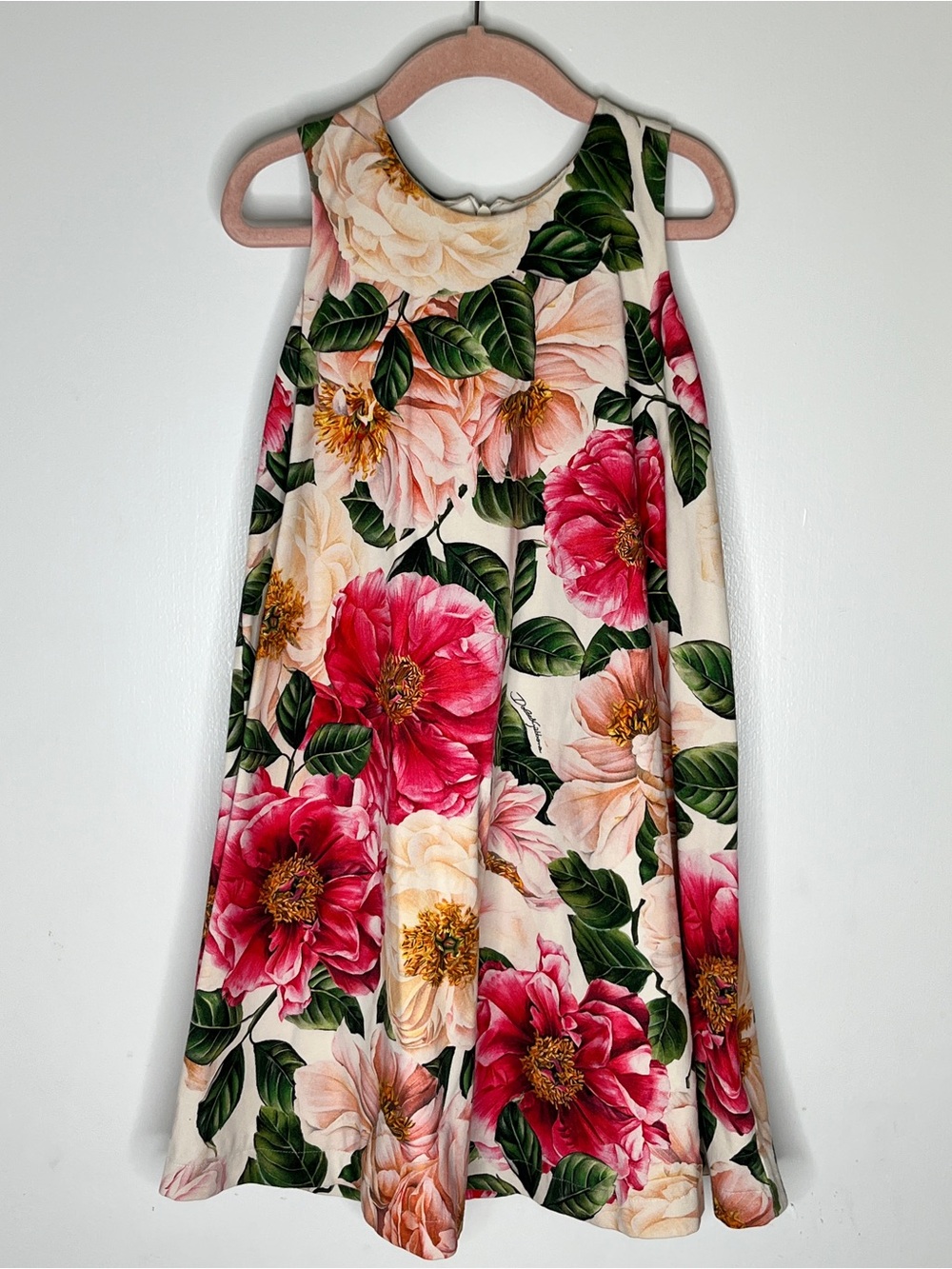 Dolce & Gabbana Camellia Floral Print Sleeveless A-Line Dress Size 6